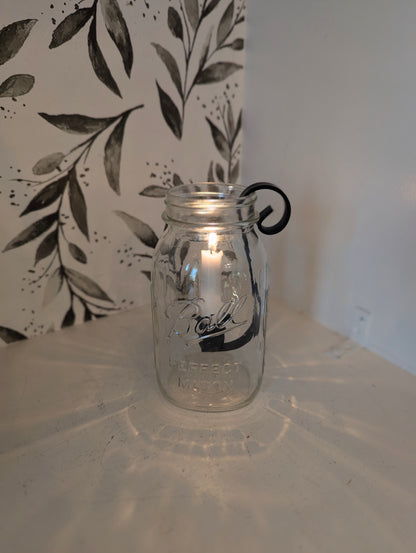 Mason Jar Insert Taper Candle Holder, Farmhouse Rustic Decor, Taper Candle, Wedding Table Centerpiece, Handcrafted by Amish.