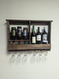 Amish Made 6 Bottle Wine Rack - Wall Mount Wine Storage & Glass Hanger - Wooden Pallet Bar Decor - Kitchen Organization