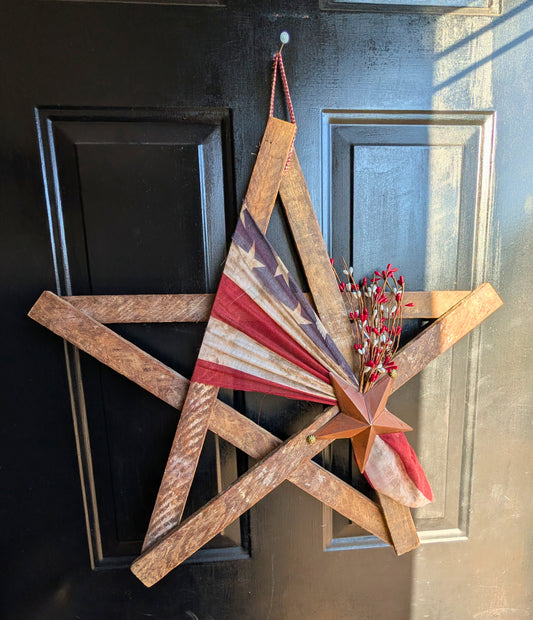 Handcrafted Amish Wooden Barn Star | Americana Patriotic Farmhouse Wall Decor