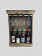 Wall Mount 5 Bottle Wine Rack - Amish Made Wine Storage with Glass Hanger
