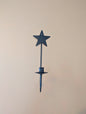 Star themed wall sconce - taper candle - wrought iron - amish made