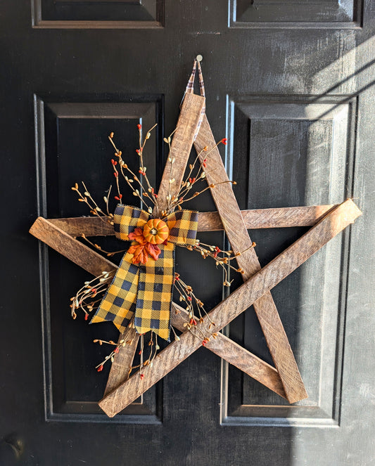 Amish Made Wooden Fall Star | Rustic Farmhouse Door Decor