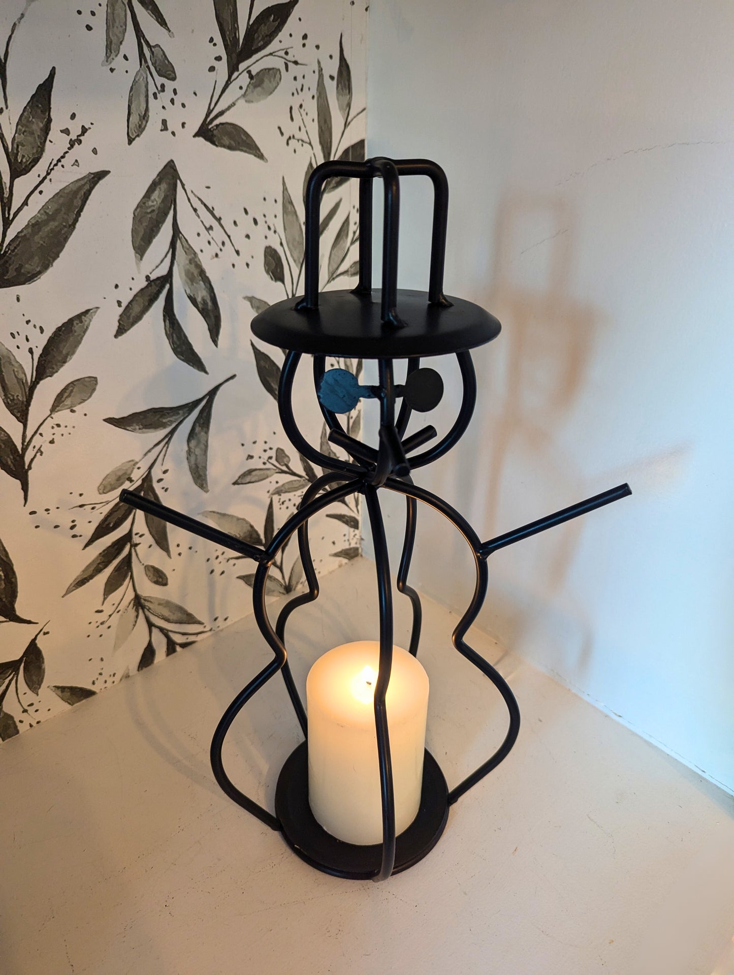 Snowman candle holder - jar candle - wrought iron - amish made