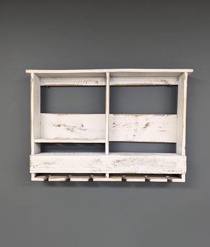 Amish Made 6 Bottle Wine Rack - Wall Mount Wine Storage & Glass Hanger - Wooden Pallet Bar Decor - Kitchen Organization