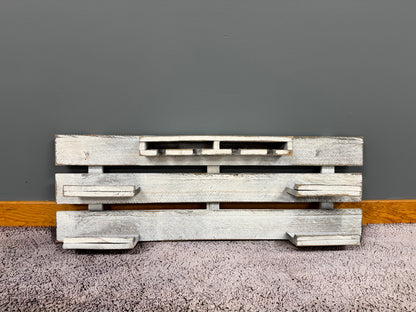Wall Mount 4 Bottle Wine Rack - Amish Made Wine Storage with 4 Glass Hanger - Bar Decor & Kitchen Organization - White or Stained