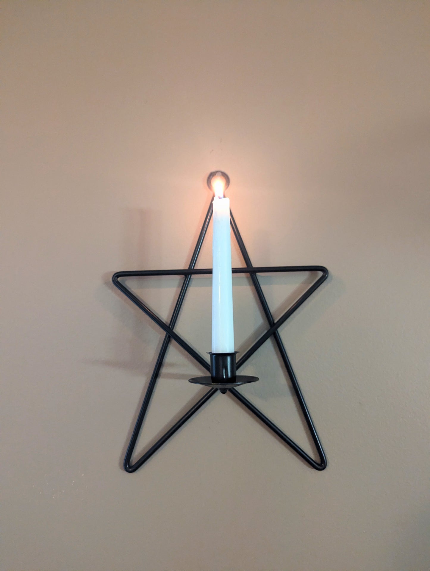 Wall Sconce - Taper candle holder - Star - Wrought Iron - Amish Handmade