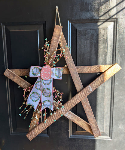 Rustic Wooden Star Door Hanger, Spring & Easter Farmhouse Decor