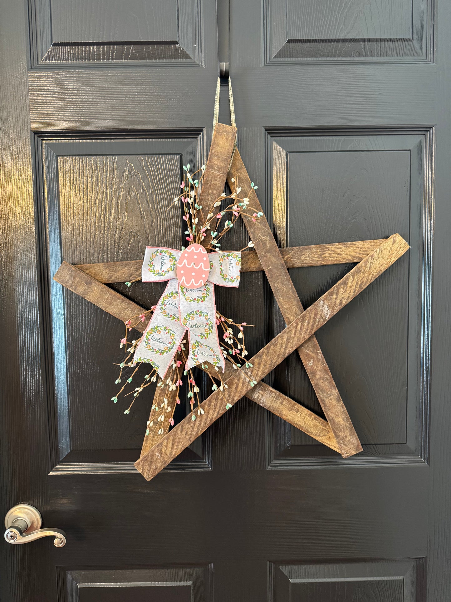 Rustic Wooden Star Door Hanger, Spring & Easter Farmhouse Decor