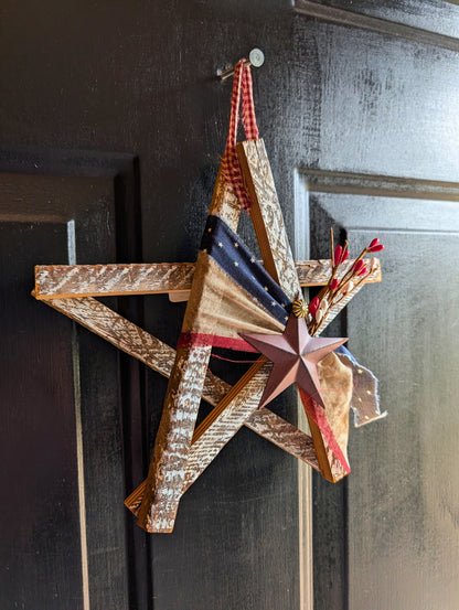 Handcrafted Amish Wooden Barn Star | Americana Patriotic Farmhouse Wall Decor