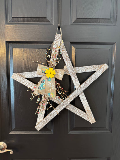 Rustic Wooden Star Door Hanger, Spring & Easter Farmhouse Decor
