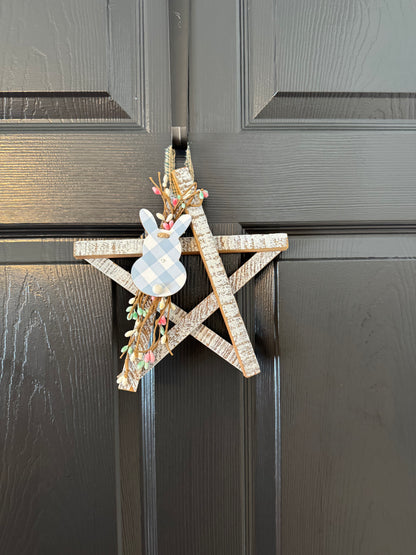 Rustic Wooden Star Door Hanger, Spring & Easter Farmhouse Decor