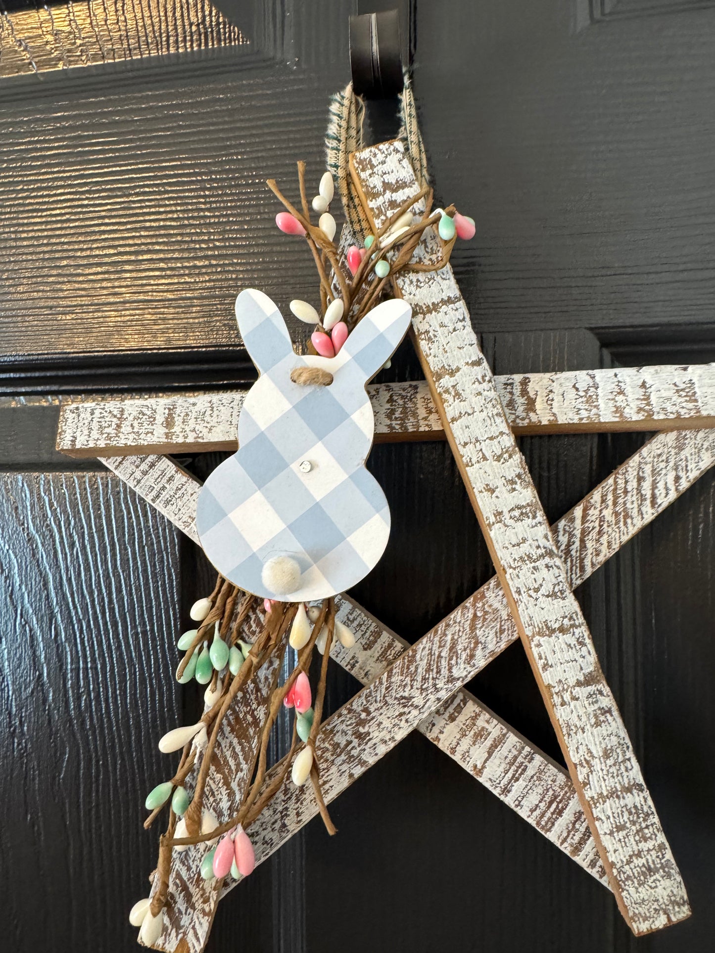 Rustic Wooden Star Door Hanger, Spring & Easter Farmhouse Decor