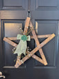 Rustic Wooden Star Door Hanger, St. Patrick’s Day Farmhouse Decor with Shamrock Accent