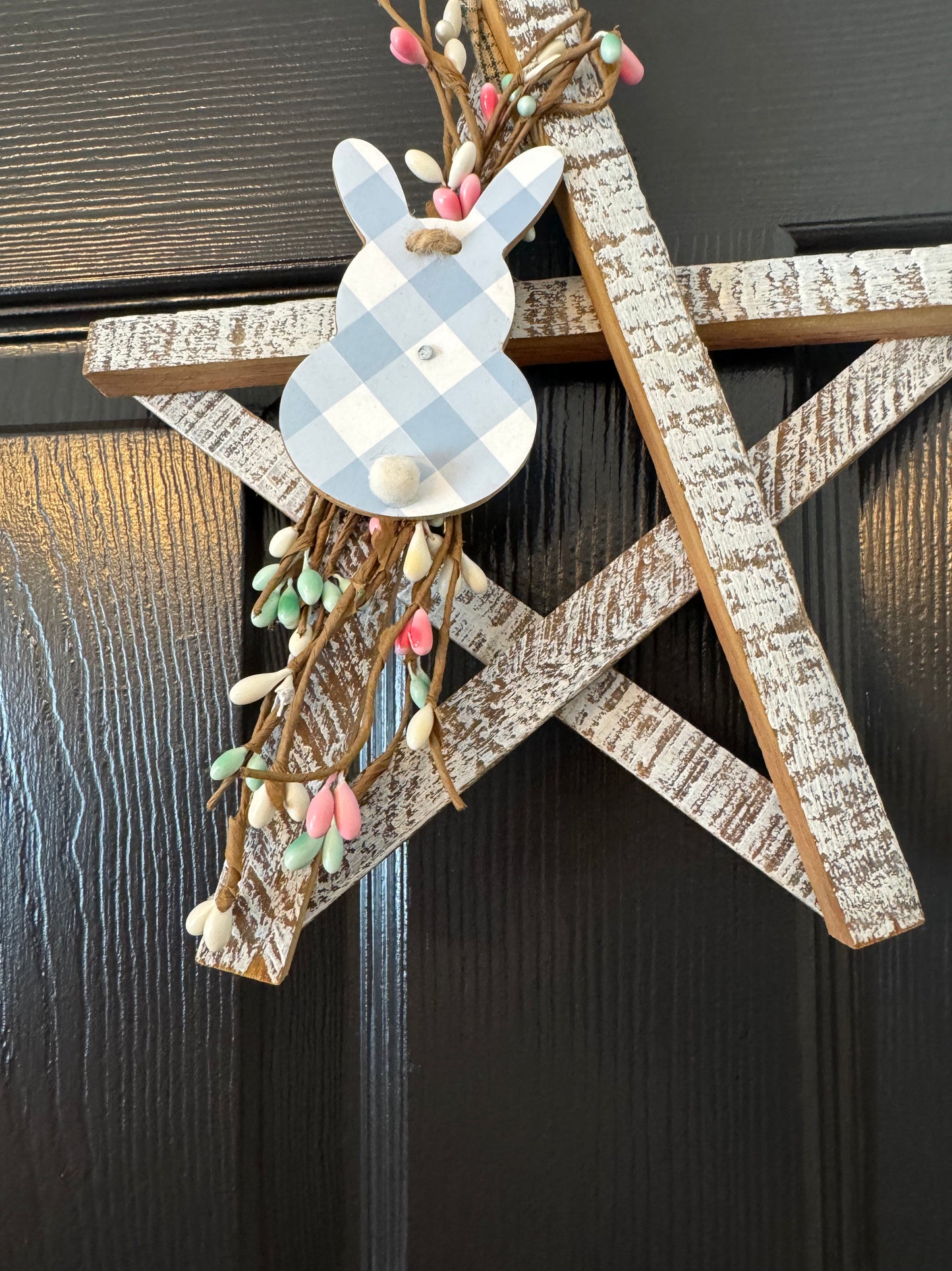 Rustic Wooden Star Door Hanger, Spring & Easter Farmhouse Decor