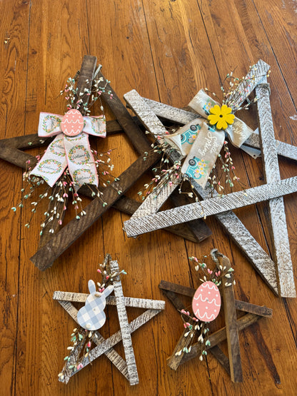 Rustic Wooden Star Door Hanger, Spring & Easter Farmhouse Decor