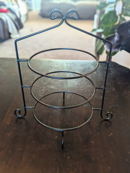 3 Tier Wrought Iron Pie Plate Holder - Holds standard 9" pie plates - Amish Made