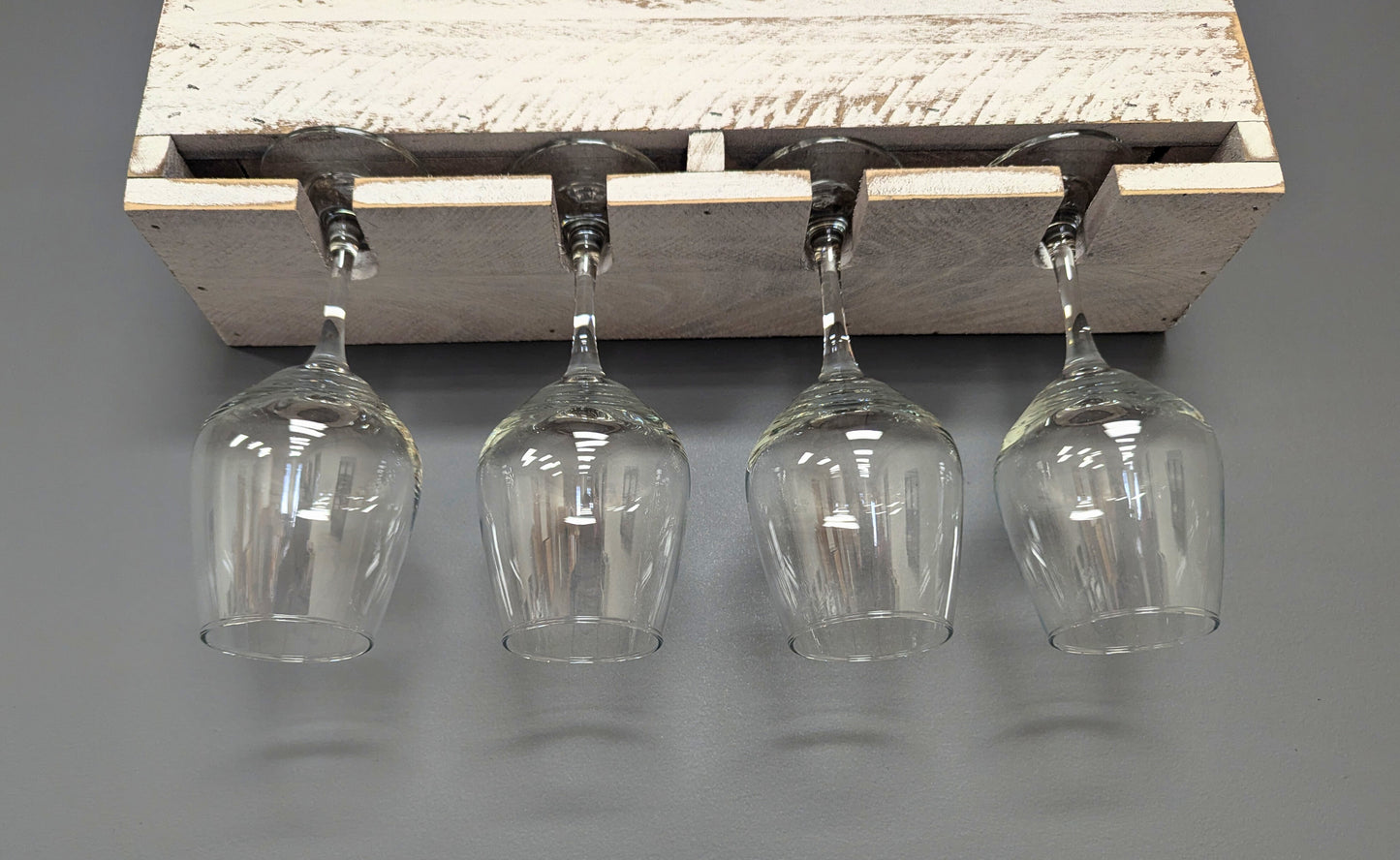 Wooden Wall Mount 4 Bottle Wine Rack - Amish Made Wine Storage & Wine Glass Hanger