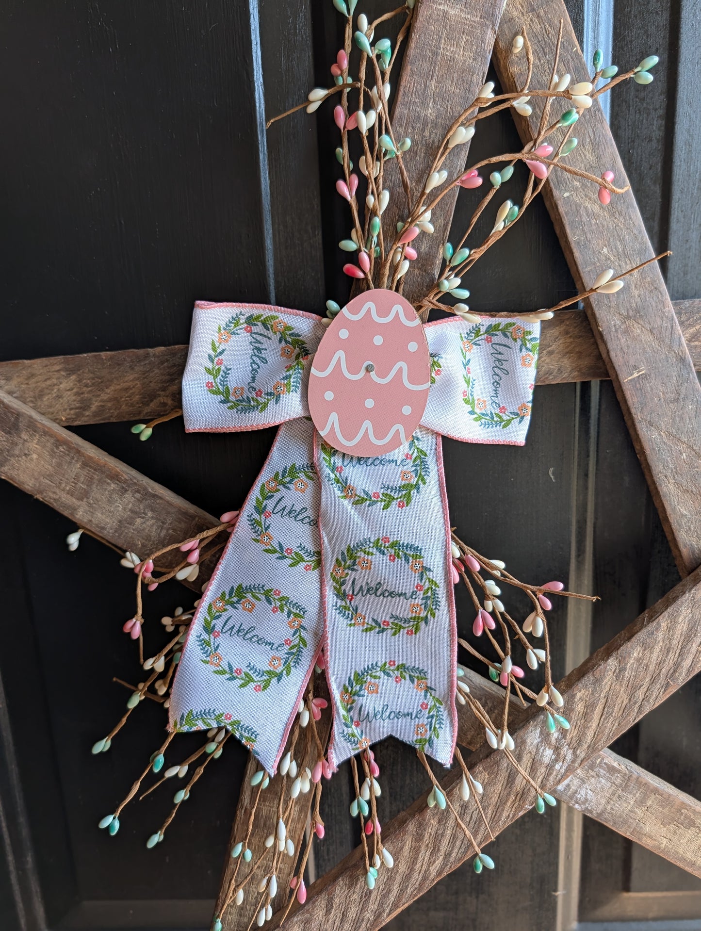 Rustic Wooden Star Door Hanger, Spring & Easter Farmhouse Decor