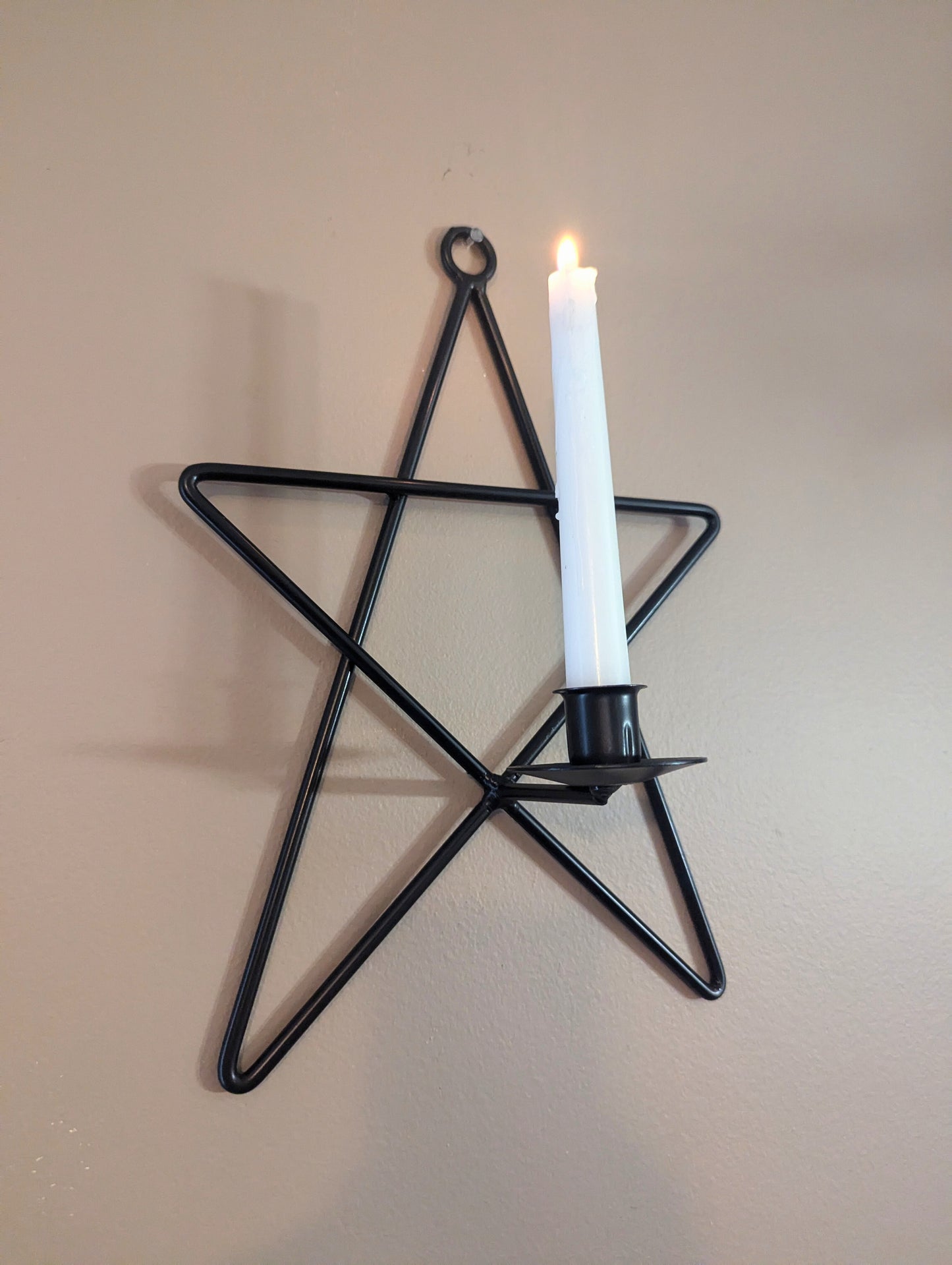 Wall Sconce - Taper candle holder - Star - Wrought Iron - Amish Handmade