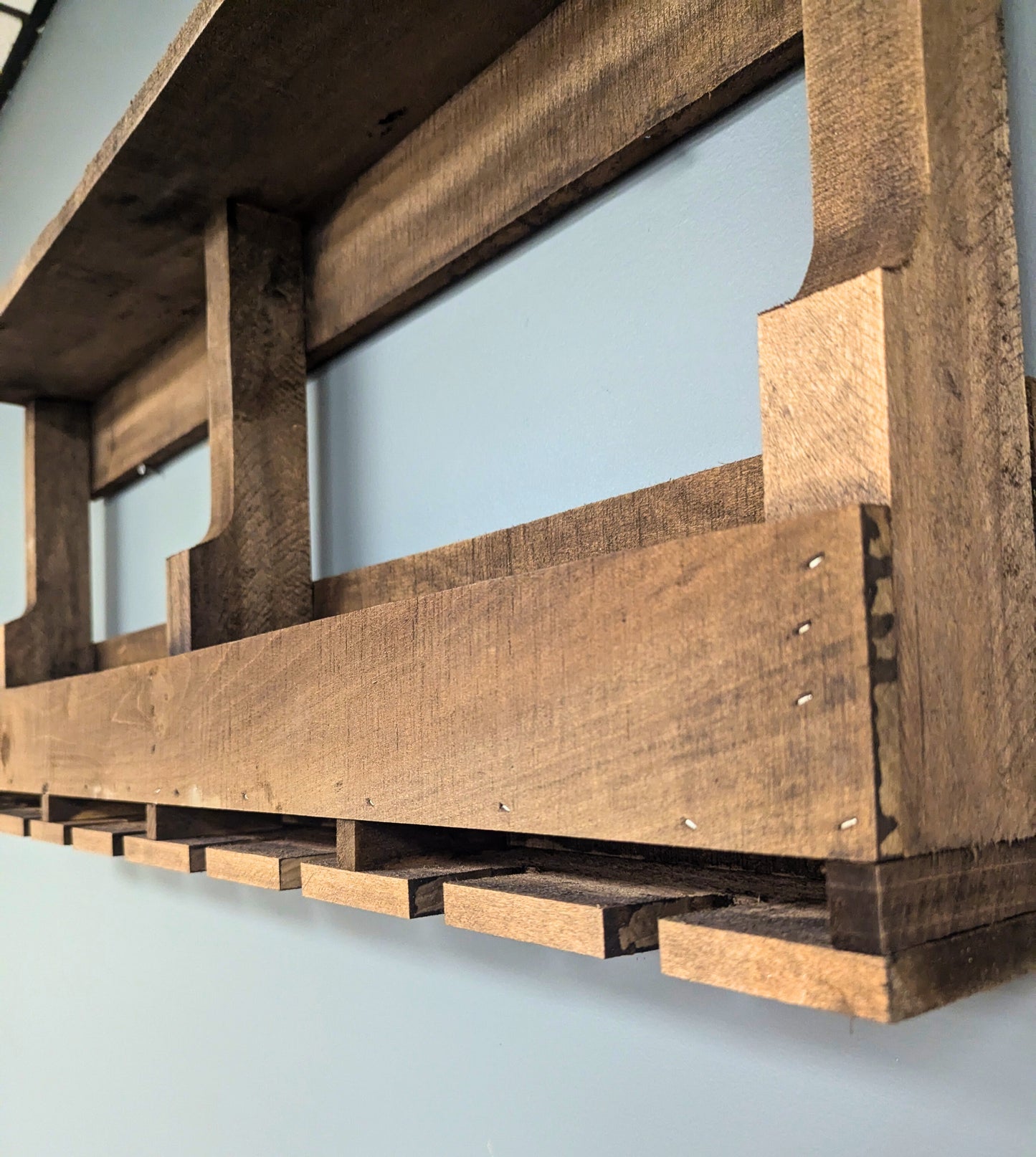 Wall Mounted Wooden 10 Bottle Wine Rack & Glass Hanger - Amish Made