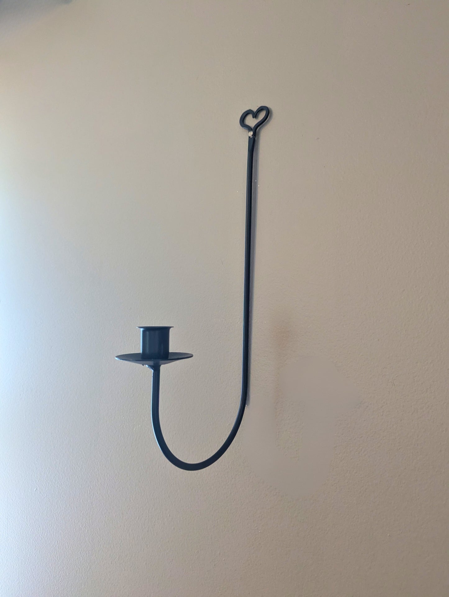 Heart themed wall sconce - taper candle - wrought iron - amish made