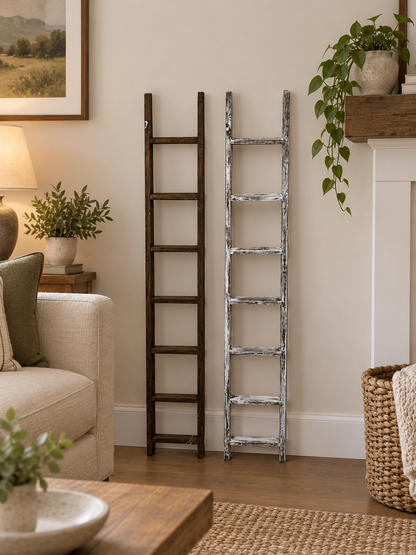 Amish Made 4 Ft Blanket Ladder, Farmhouse Blanket Holder, Decorative Wood Ladder, Handmade Home Decor