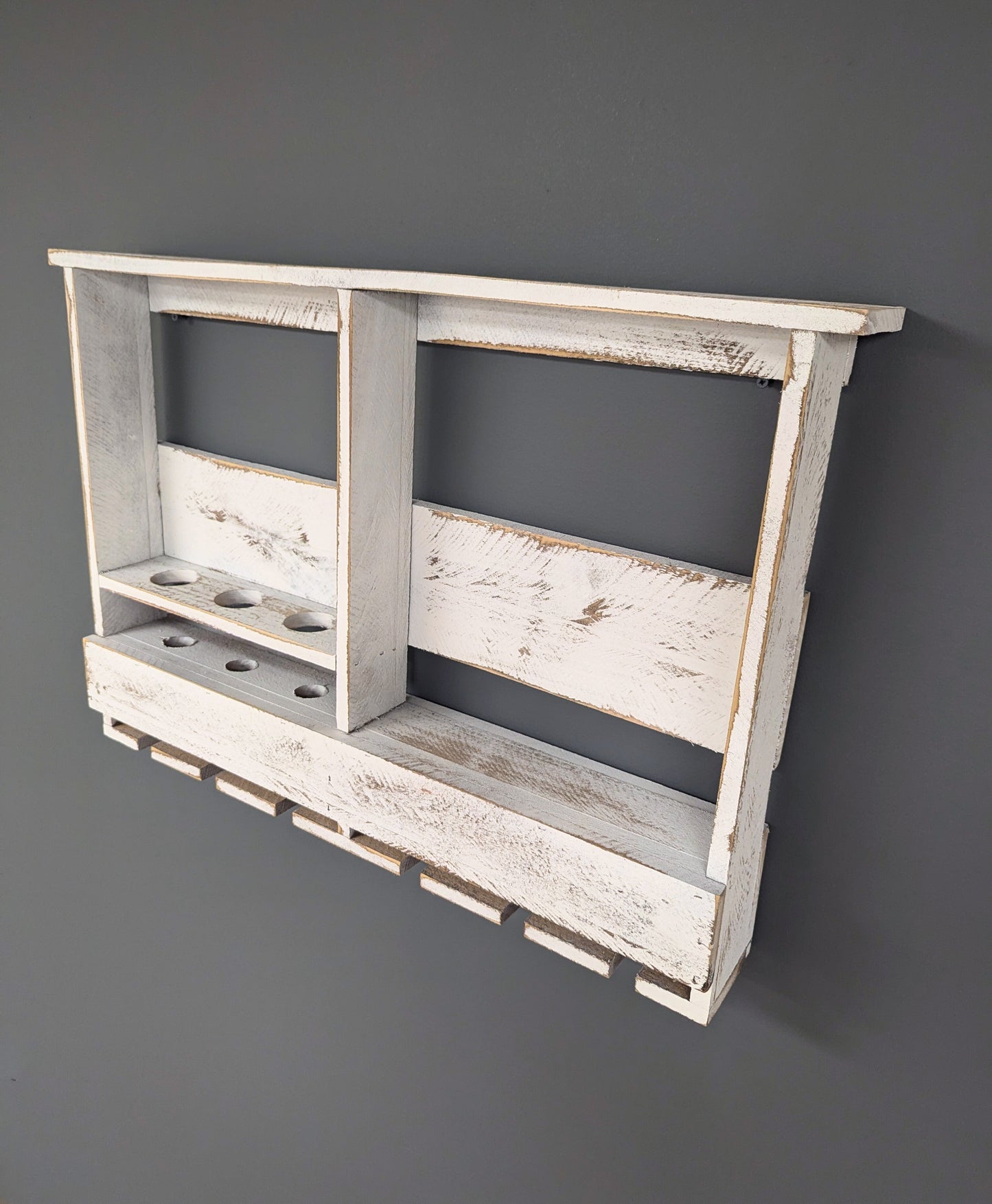Amish Made 6 Bottle Wine Rack - Wall Mount Wine Storage & Glass Hanger - Wooden Pallet Bar Decor - Kitchen Organization