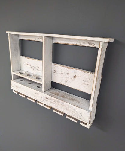 Amish Made 6 Bottle Wine Rack - Wall Mount Wine Storage & Glass Hanger - Wooden Pallet Bar Decor - Kitchen Organization