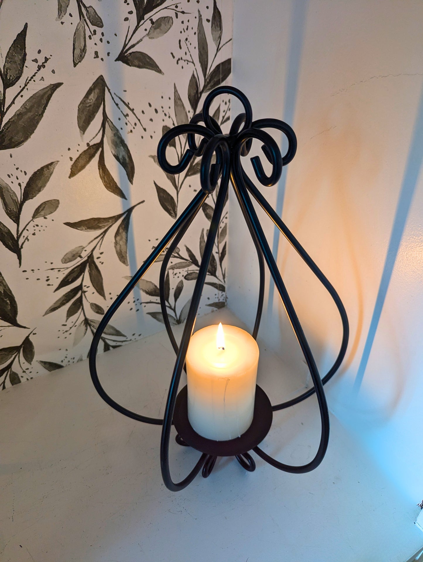 Wrought Iron Tea Light Basket | Heavy Duty Hanging or Stand Alone Candle Holder | Rustic Farmhouse Decor, Large & Small Size