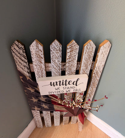 Amish made Patriotic Wooden Fence Sign | Rustic Farmhouse Decor | Summer Home Accent
