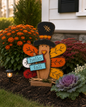 Amish Made Hello Fall Turkey Porch Sitter and Yard Stake | Handmade Wooden Garden Decor | Rustic Fall Decor