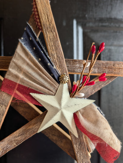 Handcrafted Amish Wooden Barn Star | Americana Patriotic Farmhouse Wall Decor