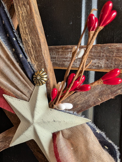 Handcrafted Amish Wooden Barn Star | Americana Patriotic Farmhouse Wall Decor