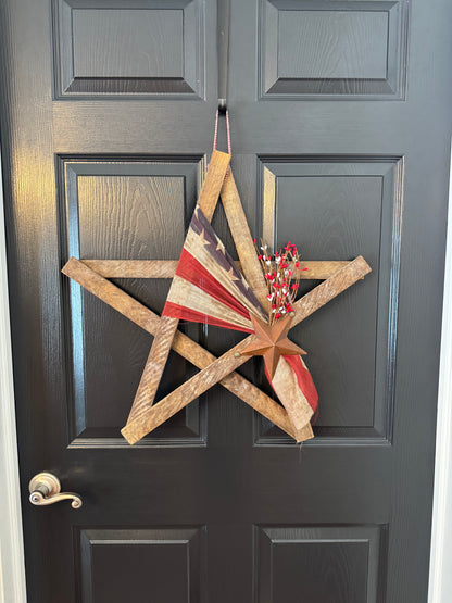 Handcrafted Amish Wooden Barn Star | Americana Patriotic Farmhouse Wall Decor