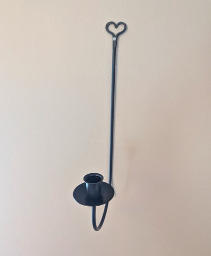 Heart themed wall sconce - taper candle - wrought iron - amish made