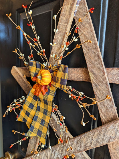 Amish Made Wooden Fall Star | Rustic Farmhouse Door Decor