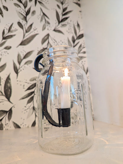 Mason Jar Insert Taper Candle Holder, Farmhouse Rustic Decor, Taper Candle, Wedding Table Centerpiece, Handcrafted by Amish.