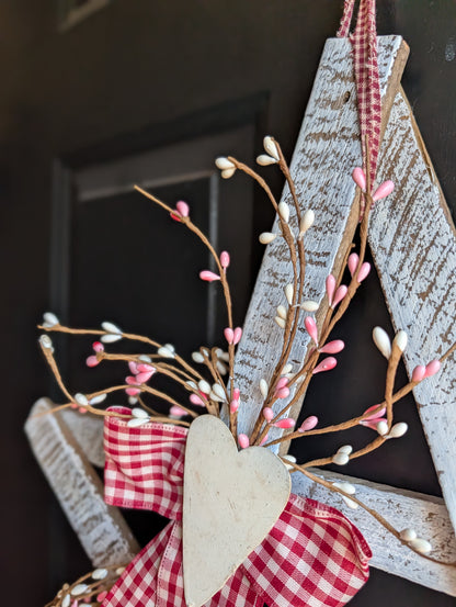 Handmade Wooden Star – Rustic Valentine's Day Farmhouse Decor, 24"