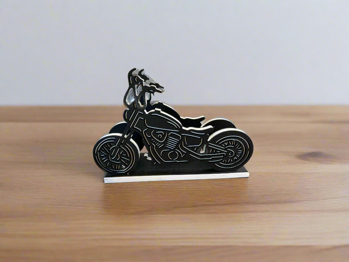 Handcrafted Amish Made Motorcycle Napkin Holder - Durable Table Decor, Rustic Kitchen Accessory, Biker Gift, Country Home Style Organizer