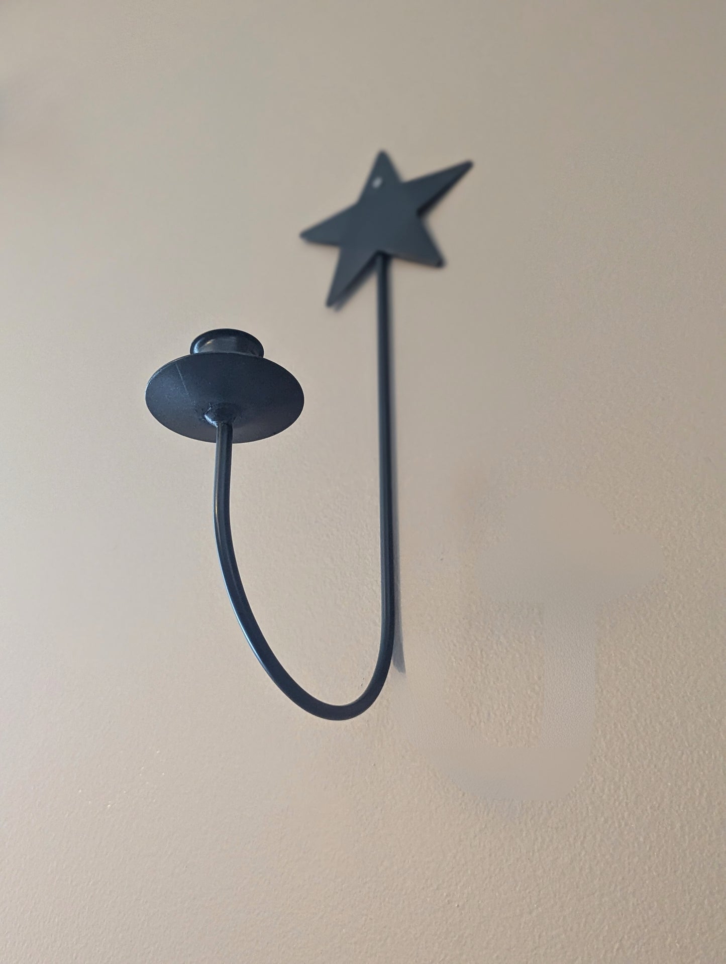 Star themed wall sconce - taper candle - wrought iron - amish made