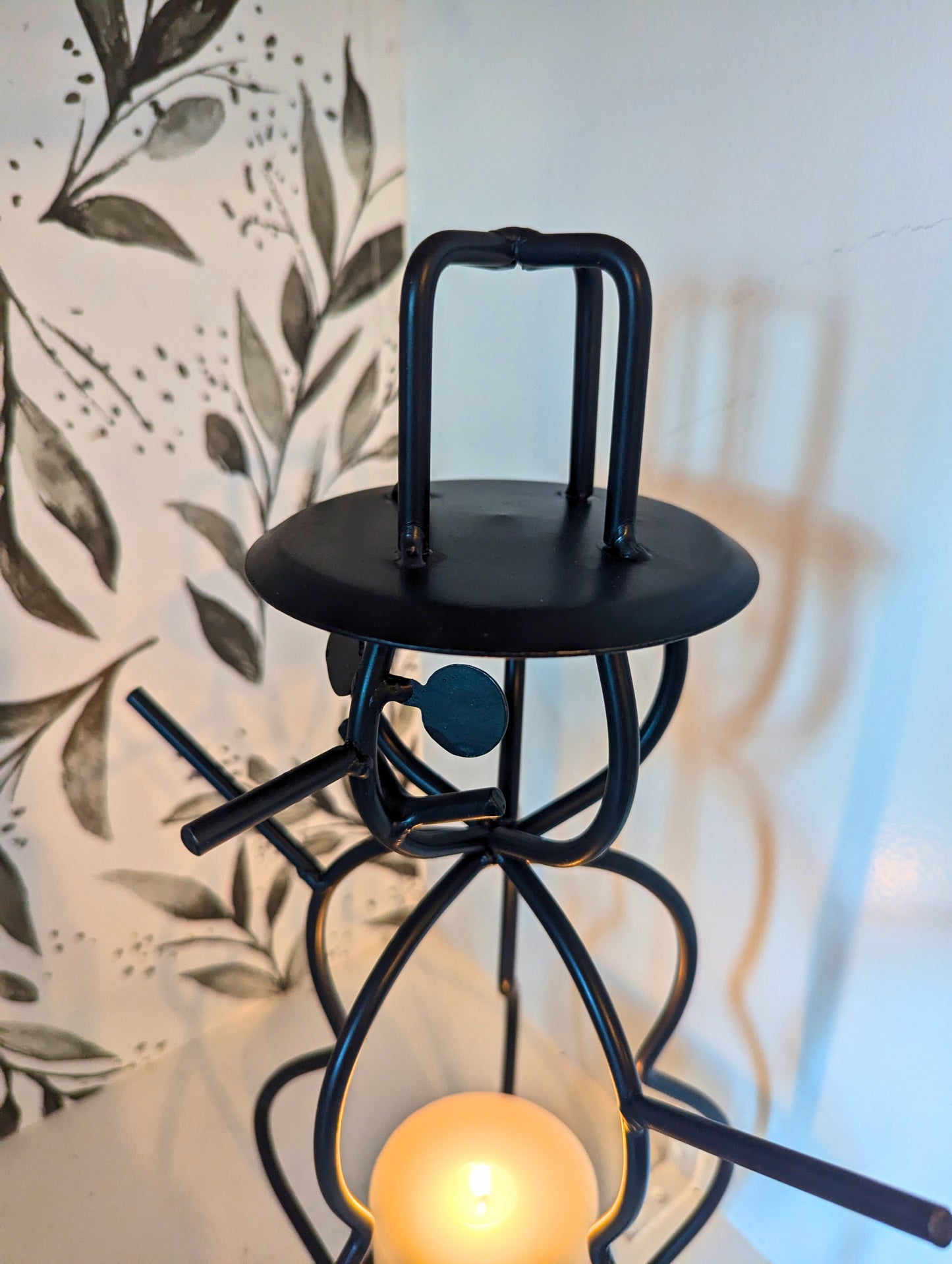 Snowman candle holder - jar candle - wrought iron - amish made