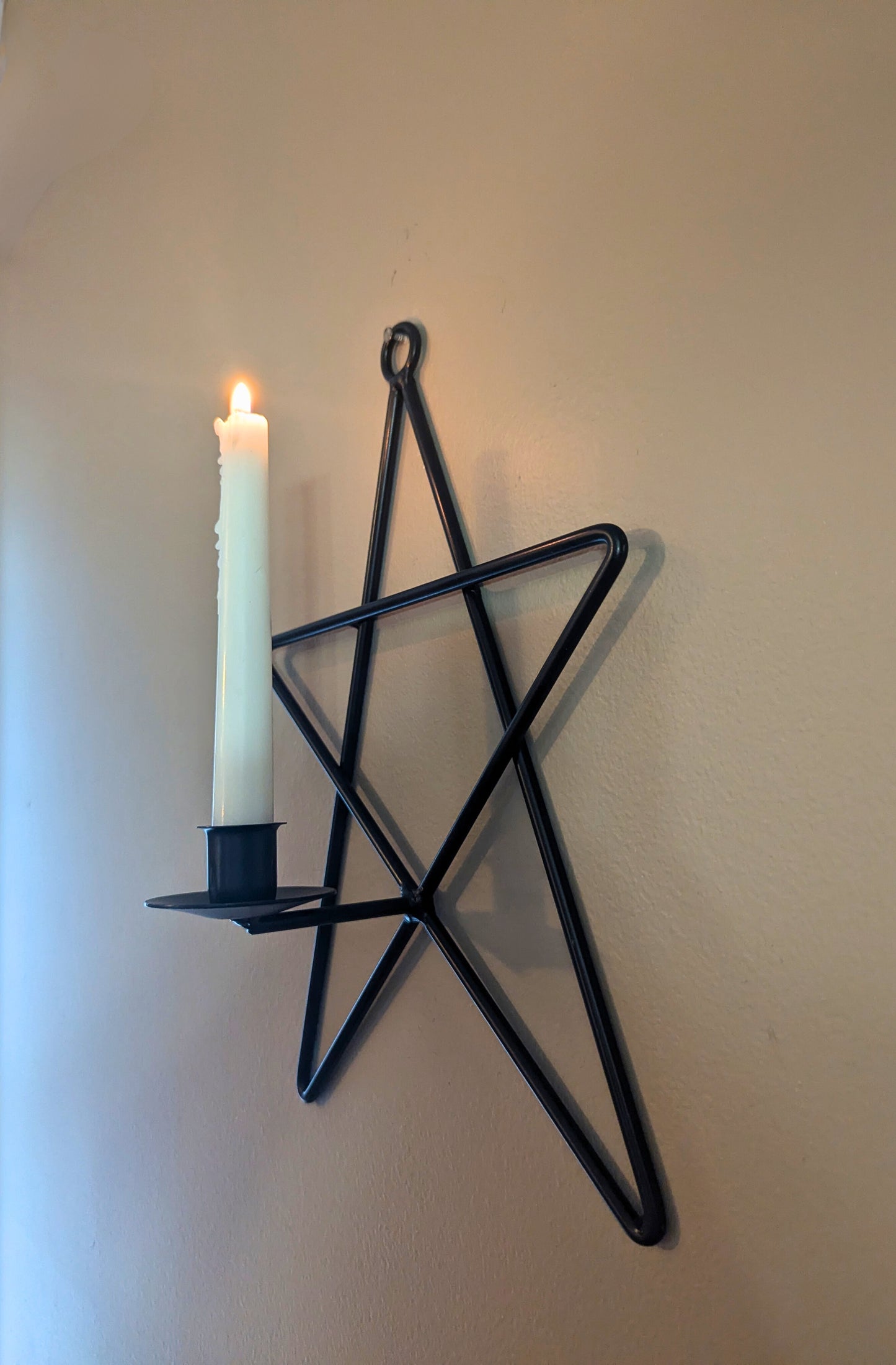 Wall Sconce - Taper candle holder - Star - Wrought Iron - Amish Handmade