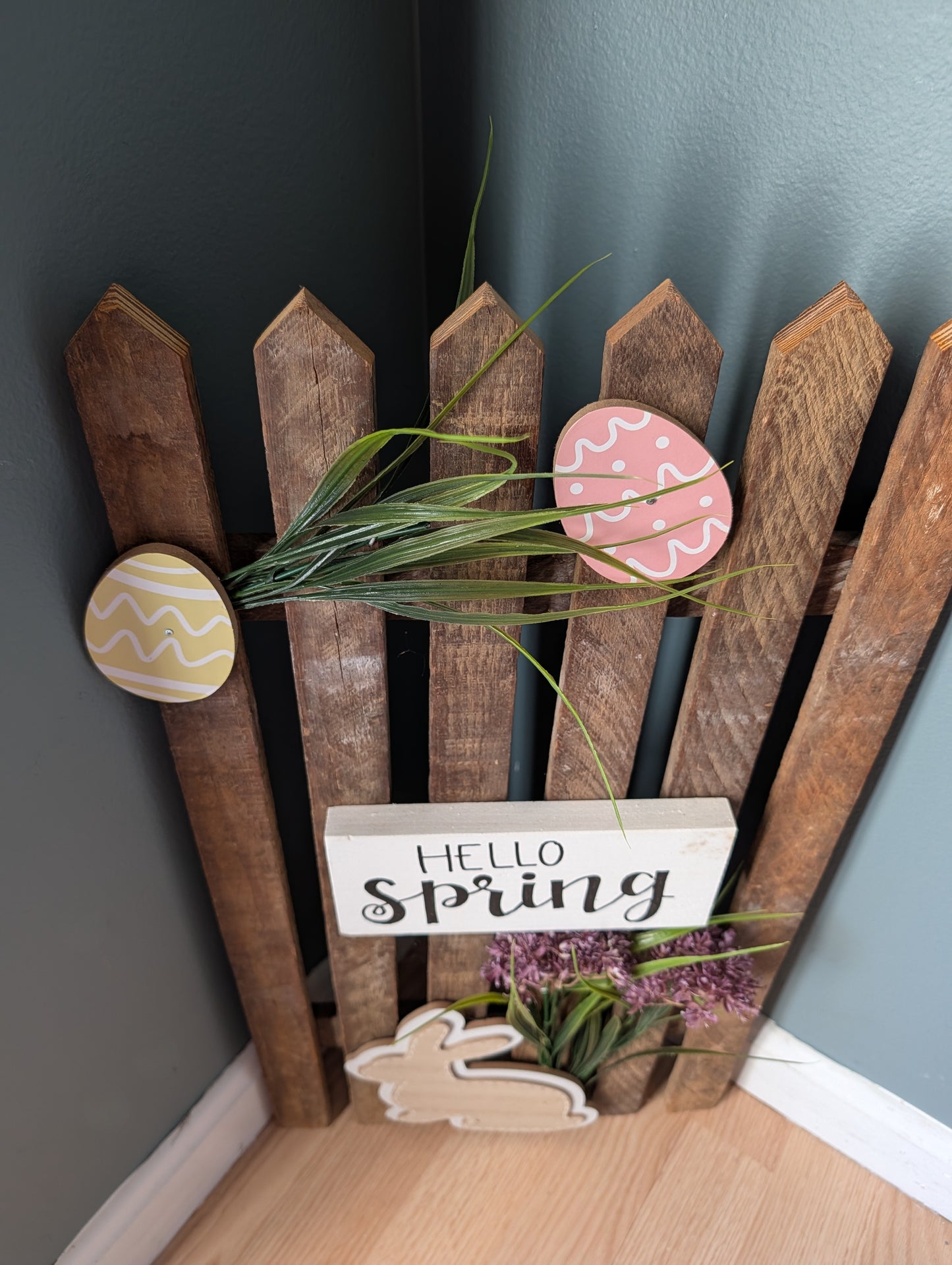 Amish made "Hello Spring" Wooden Fence Sign | Rustic Farmhouse Decor | Home Accent
