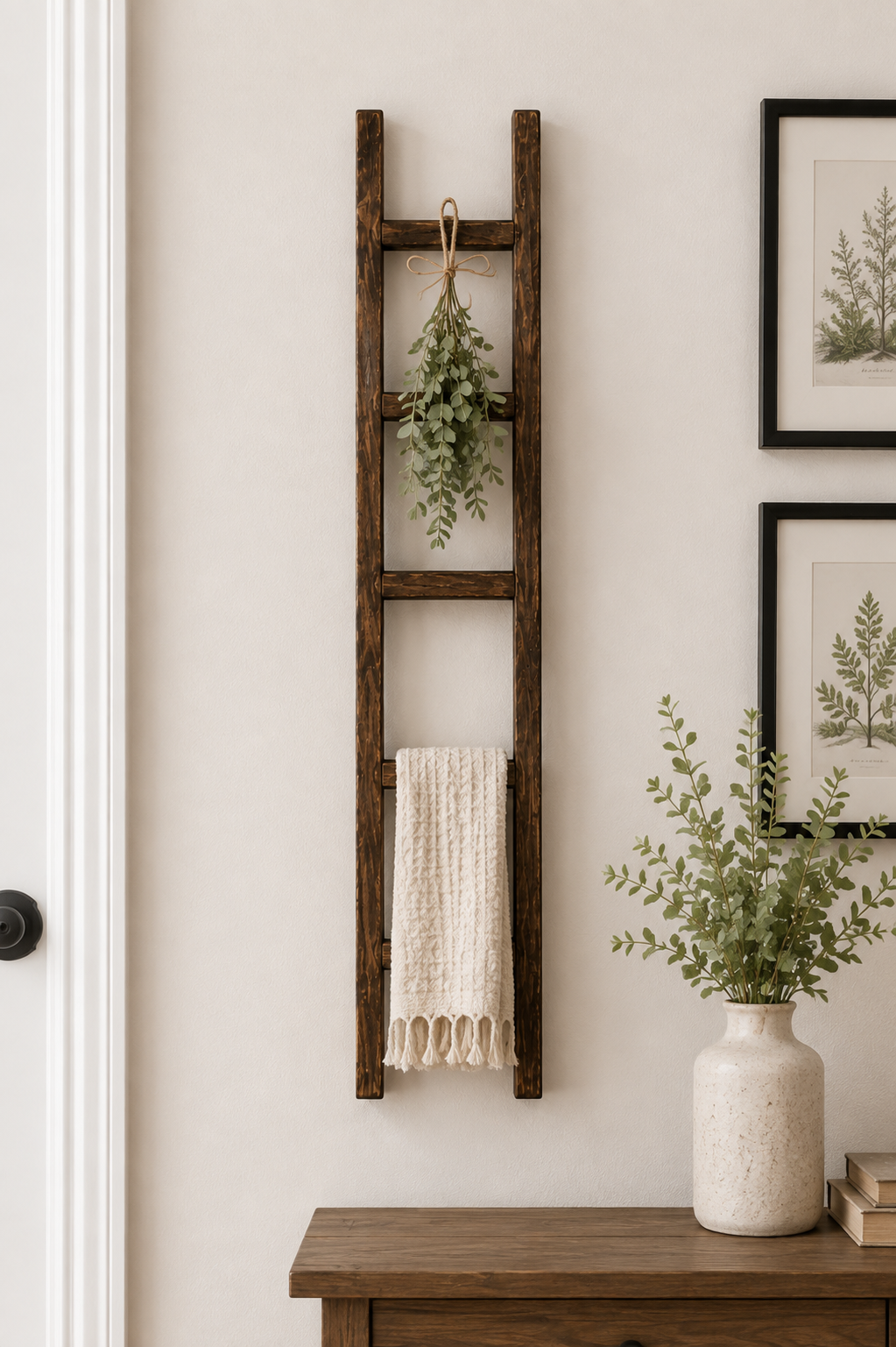 Amish Made Decorative Blanket Wooden Ladder, 30" Farmhouse Blanket Ladder, Rustic Wall Decor, Handcrafted Wood Ladder