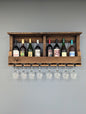 Wall Mounted Wooden 10 Bottle Wine Rack & Glass Hanger - Amish Made