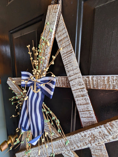 Rustic Wooden Star w/ Anchor & bow – Whitewashed or Plain, Amish Made Nautical summer Wall Hanging, Farmhouse Decoration