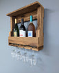 Wooden Wall Mount 4 Bottle Wine Rack - Amish Made Wine Storage & Wine Glass Hanger