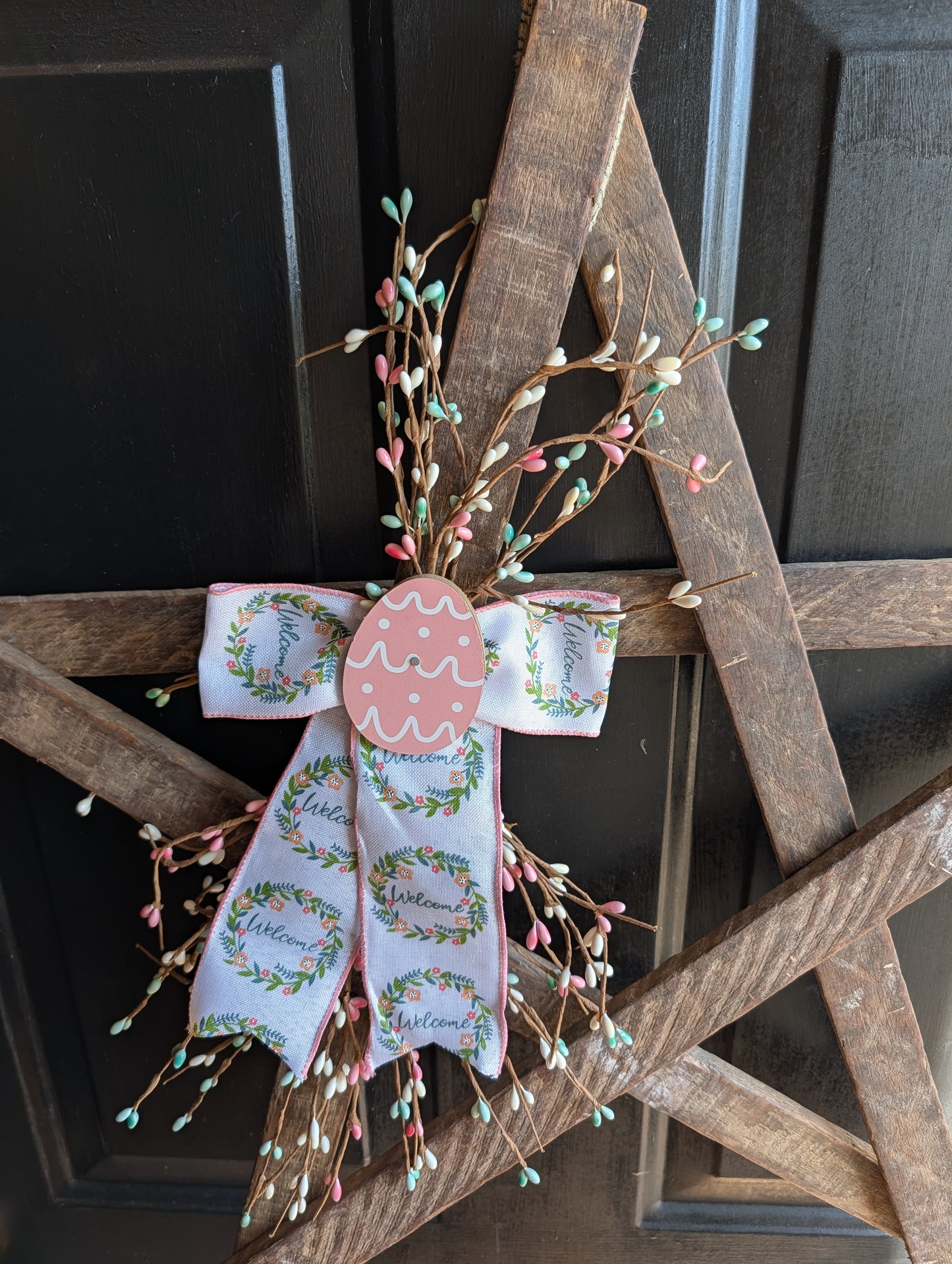 Rustic Wooden Star Door Hanger, Spring & Easter Farmhouse Decor