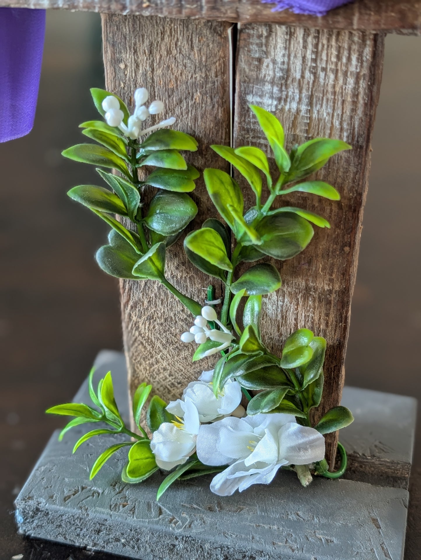 Amish Made Wooden Cross Decor | Wood Lathe Cross with Base | Rustic Farmhouse Christian Home Decor | Small or Large | White or Natural Wood