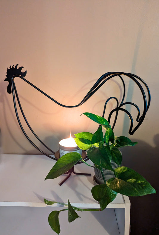 Wrought Iron Rooster Candle Holder - Small and Large- Amish Handmade